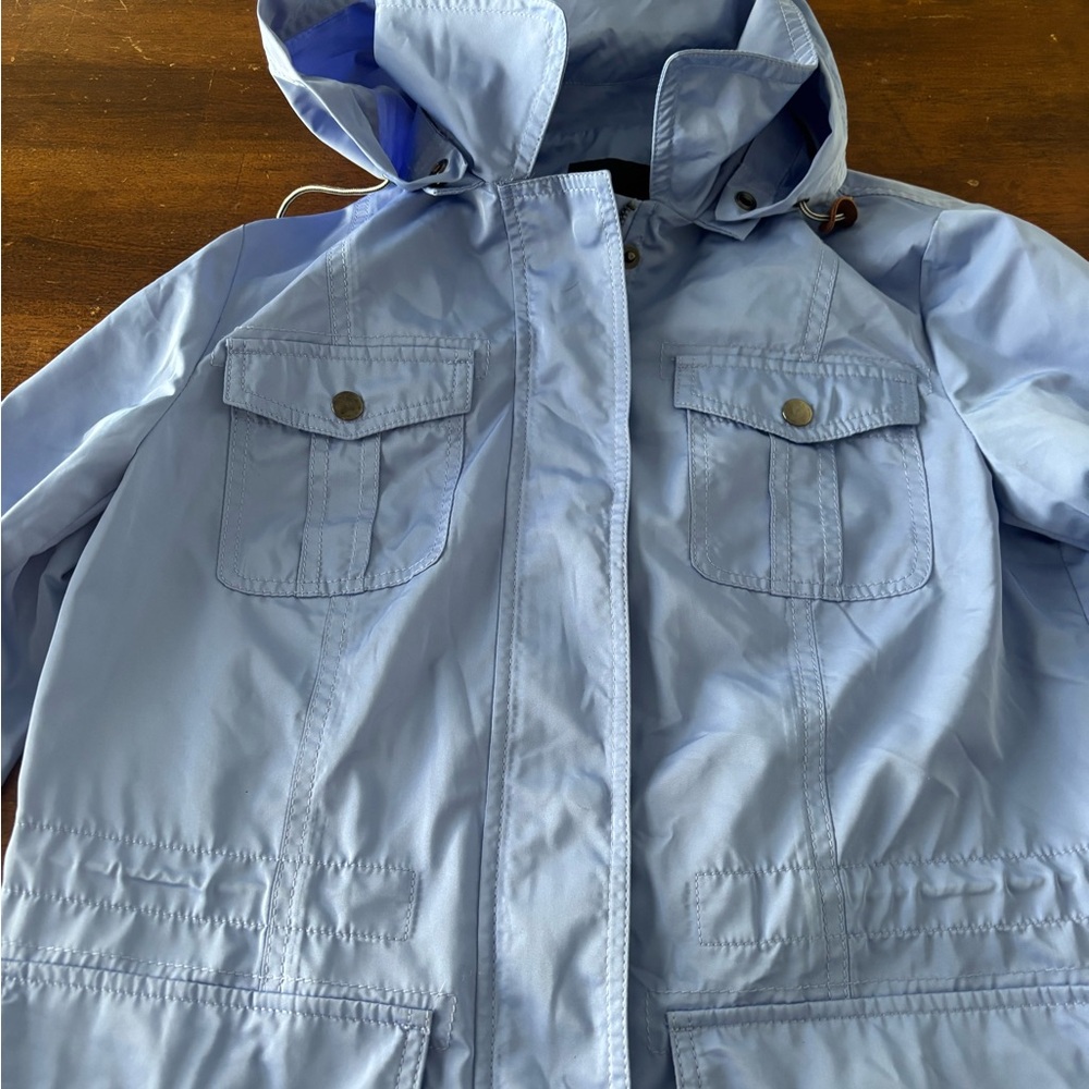 Talbots Blue Hooded Rain Jacket